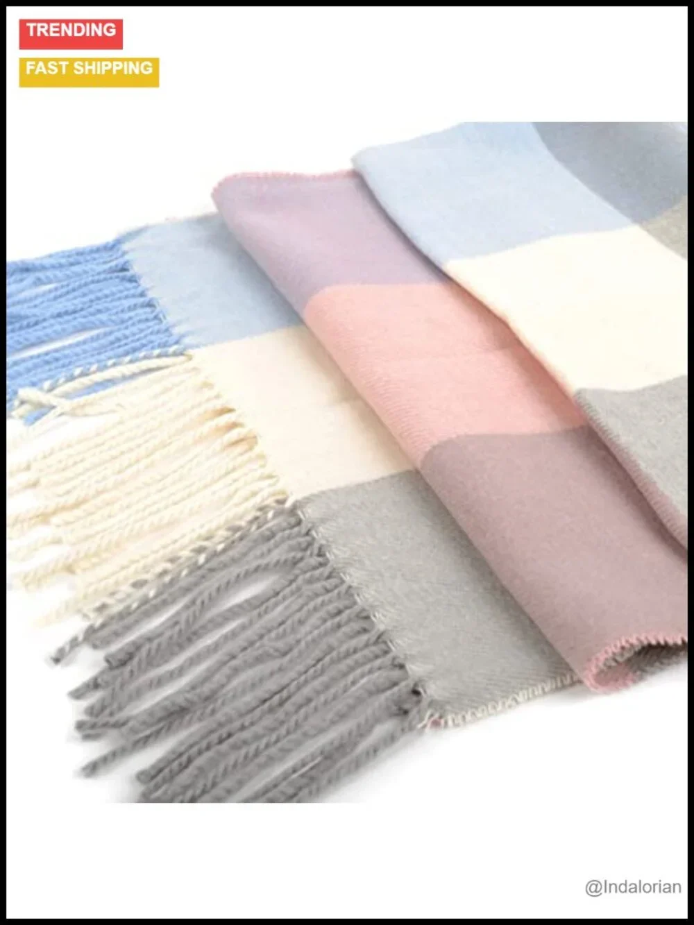 Plaid Cashmere Feel Acrylic Winter Scarf for Men and Women